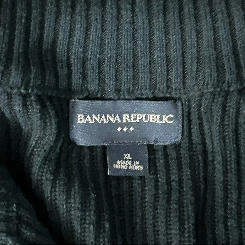 BANANA REPUBLIC 1/3 Button Pop On Knit Ribbed Black Sweater Men Size XL